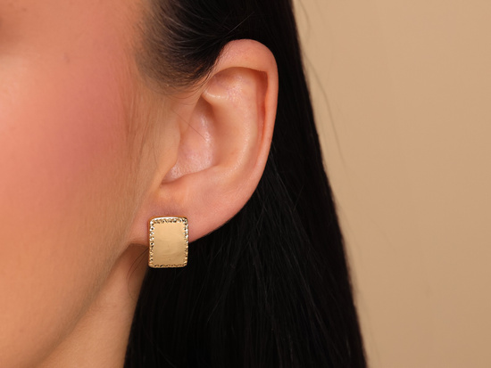 Kolczyki złote błyszczące blaszki angielskie zapięcie