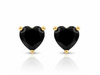 Kolczyki złote serce z onyksem na sztyfcie