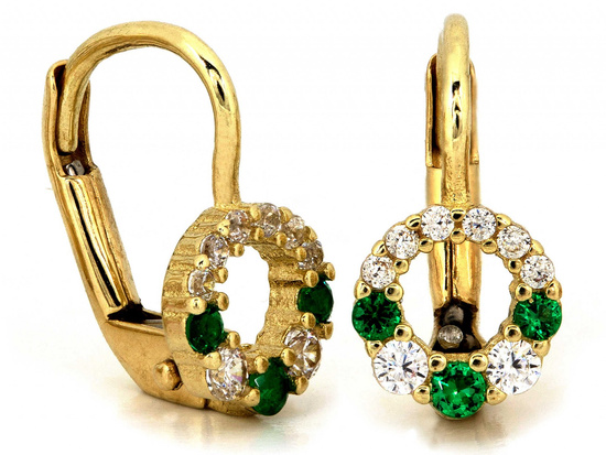 Kolczyki złote angielskie z cyrkoniami