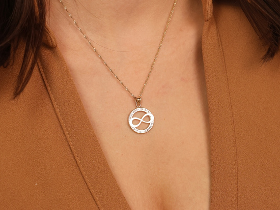 Zawieszka złota okrągła z nieskończonością