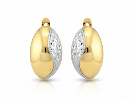 Diamentowane dwukolorowe złote kolczyki