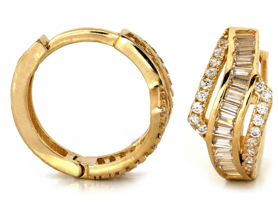 Kolczyki złote małe kółeczka z cyrkoniami