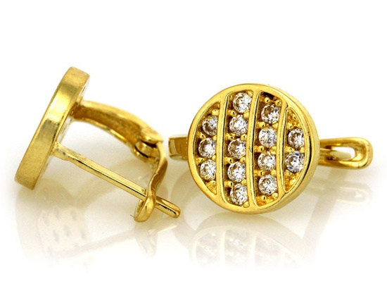 Kolczyki ze złota okrągłe z cyrkoniami