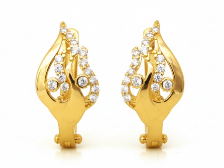 Kolczyki złote angielskie zdobione cyrkoniami