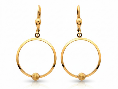 Kolczyki złote wiszące kółka na angielskim zapięciu