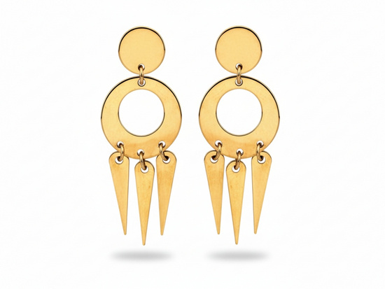 Kolczyki złote wiszące długie ruchome trójkąty