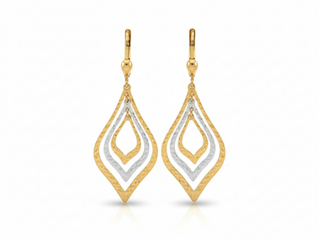 Piękne złote kolczyki dwukolorowe ruchome elementy