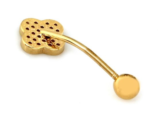 Złoty kolczyk do pępka z cyrkoniami