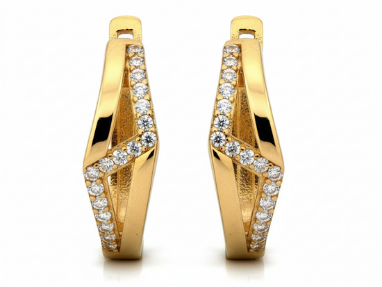 Kolczyki złote angielskie z cyrkoniami