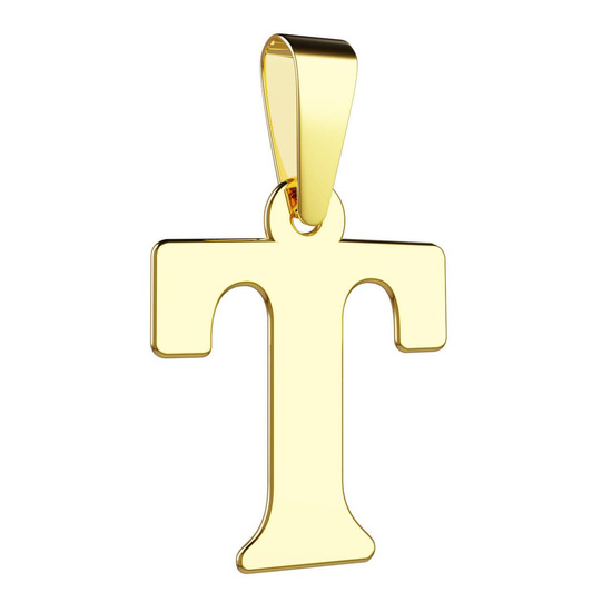 Złota literka T - mała zawieszka 333
