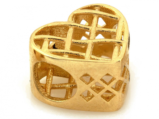 Zawieszka złota ażurowe serce beads do bransoletki