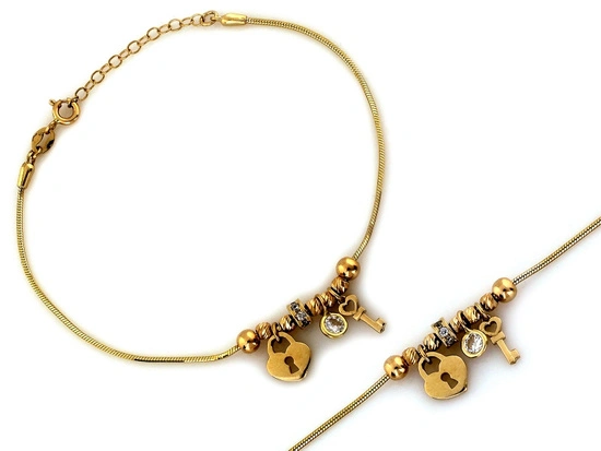 Bransoletka złota z zawieszkami z sercem kluczem