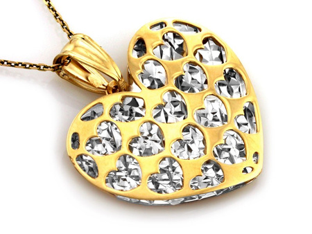 Złoty wisiorek serduszko 3D