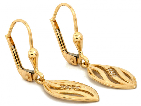 Kolczyki złote wiszące ażurowe wygodne zapięcie