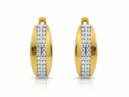 Złote kolczyki na angielskim zapięciu z cyrkoniami