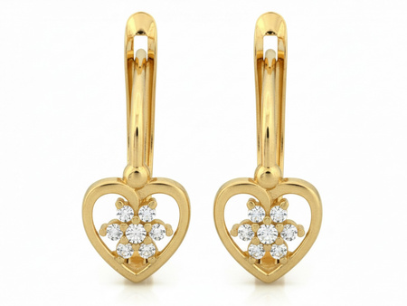 Kolczyki złote angielskie z sercem