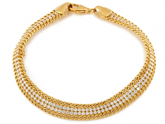 Bransoletka złota taśma z cyrkoniami