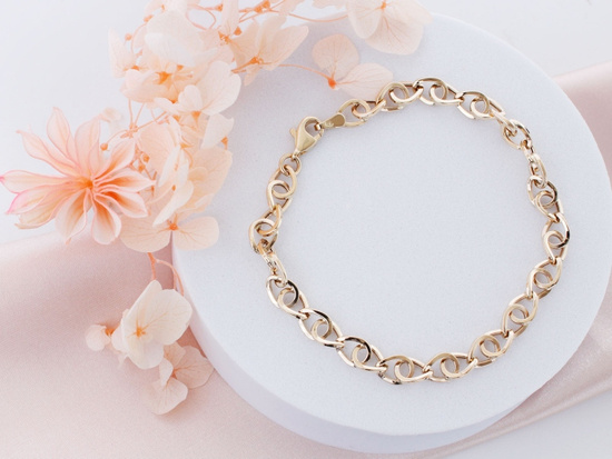 Złota bransoletka gruba przeplatane duże ogniwa
