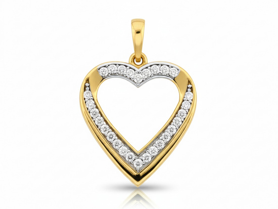 Złota zawieszka z cyrkoniami serce na walentynki