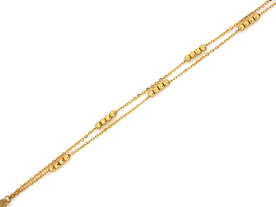 Bransoletka złota podwójna łańcuszkowa z kulkami