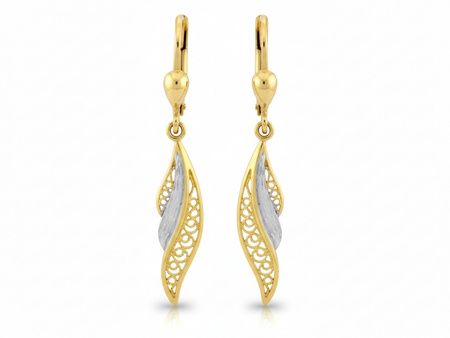 Dwukolorowe złote kolczyki damskie