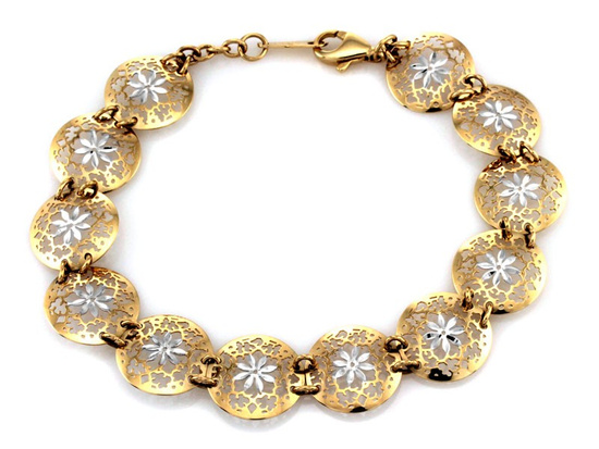 Złota bransoletka z pięknych ażurowych kółek