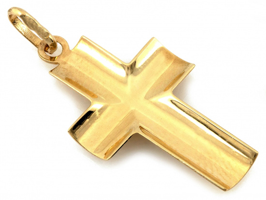 Krzyżyk złoty bez wizerunku z satyną