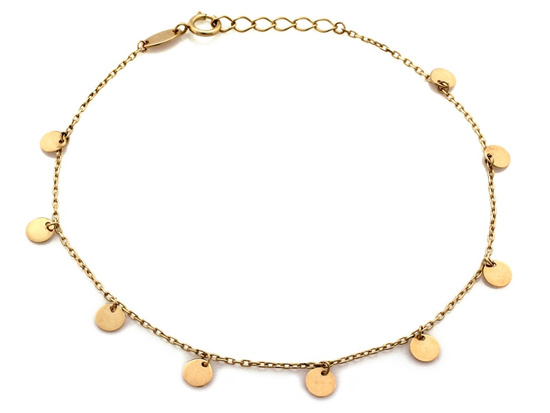 Złota bransoletka z małymi kółeczkami zawieszkami