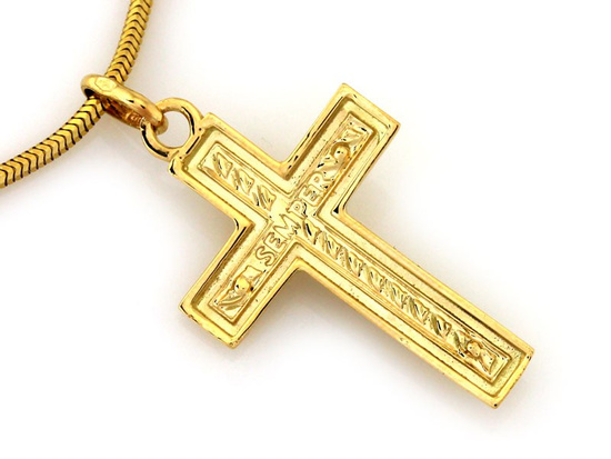 Prosty krzyżyk z JEZUSEM ze złota
