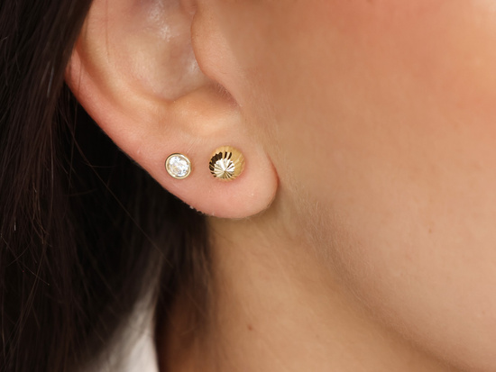 Kolczyki złote diamentowane kulki sztyfty 6mm