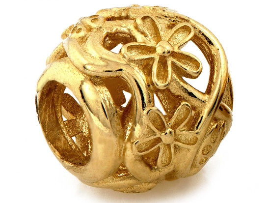 Zawieszka złota ażurowa kulka charms beads do bransoletki