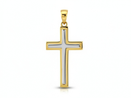 Krzyżyk dwa kolory złota