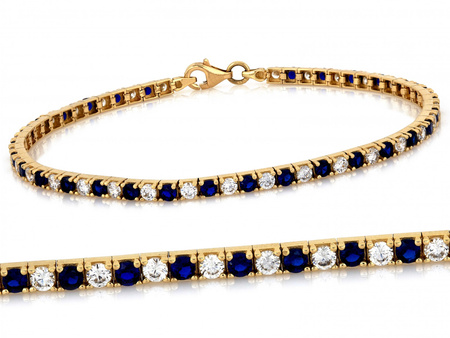 Bransoletka złota z niebieskimi cyrkoniami