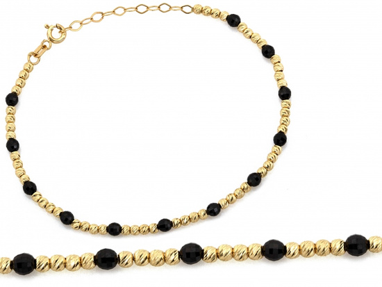 Bransoletka złota z kulkami i onyksami