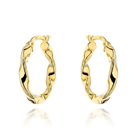 Złote kolczyki 585 skręcone koła 