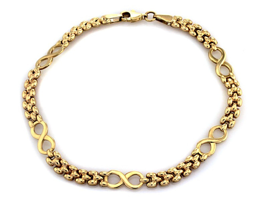 Złota elementowa bransoletka z nieskończonością