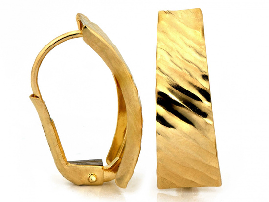 Kolczyki złote angielskie blaszki frezowane