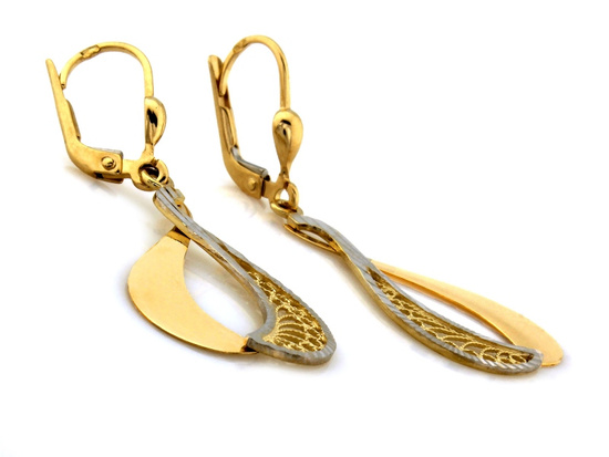 Kolczyki złote wiszące dwa kolory złota