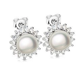 Srebrne kolczyki 925 z perłami i diamentowymi cyrkoniami