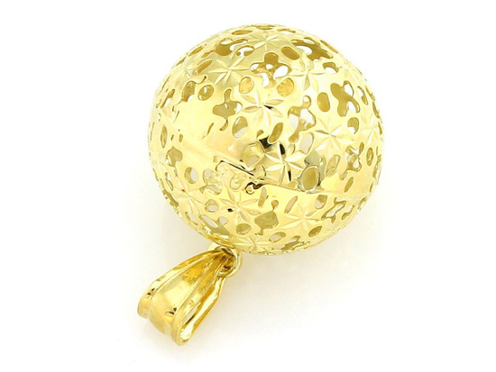 Złota zawieszka ażurowa kula