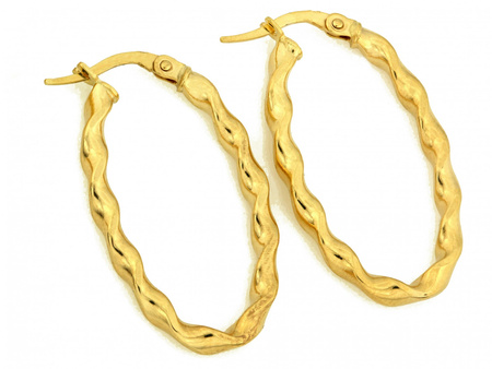 Kolczyki złote długie owalne skręcone