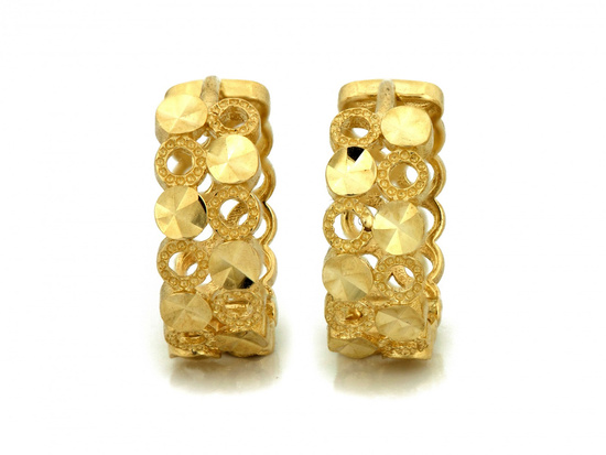 Kolczyki złote małe oryginalne kółeczka misterny ażur 14mm