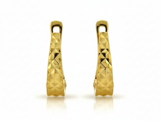 Kolczyki złote diamentowane cienkie na angielskim zapięciu