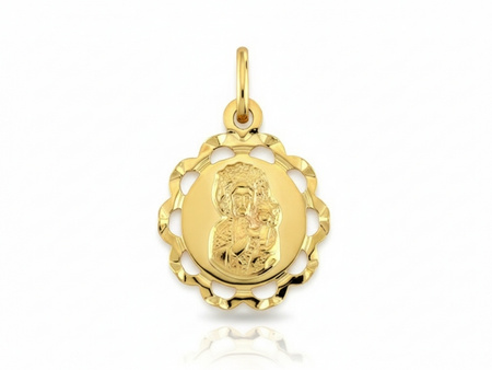 Medalik złoty z Matką Boską Częstochowską na komunię