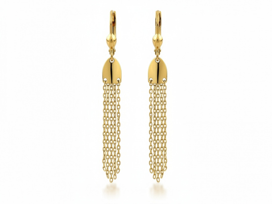 Kolczyki złote z wiszącymi łańcuszkami