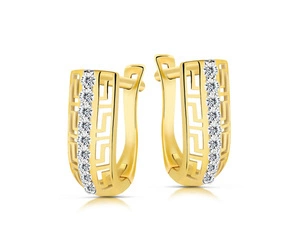 Złote kolczyki 333 z cyrkoniami - greckie