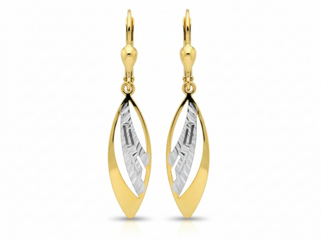 Wiszące diamentowane kolczyki w dwóch kolorach złota