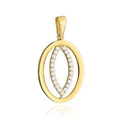 Złota zawieszka 585 z cyrkoniami - fantazyjna