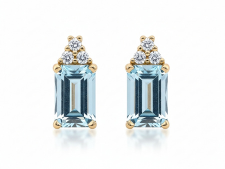 Kolczyki złote na sztyfcie z topazem i cyrkoniami