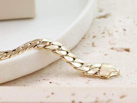 Złota bransoletka gruby splot łańcuszkowa